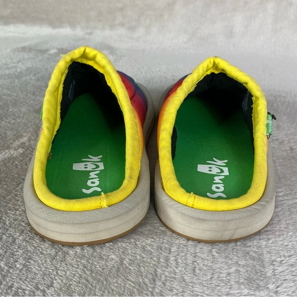 Sanuk‎ Shoes Girls Kids Size 4 Rainbow Tie Dye Quilted Slip On Comfort Slippers